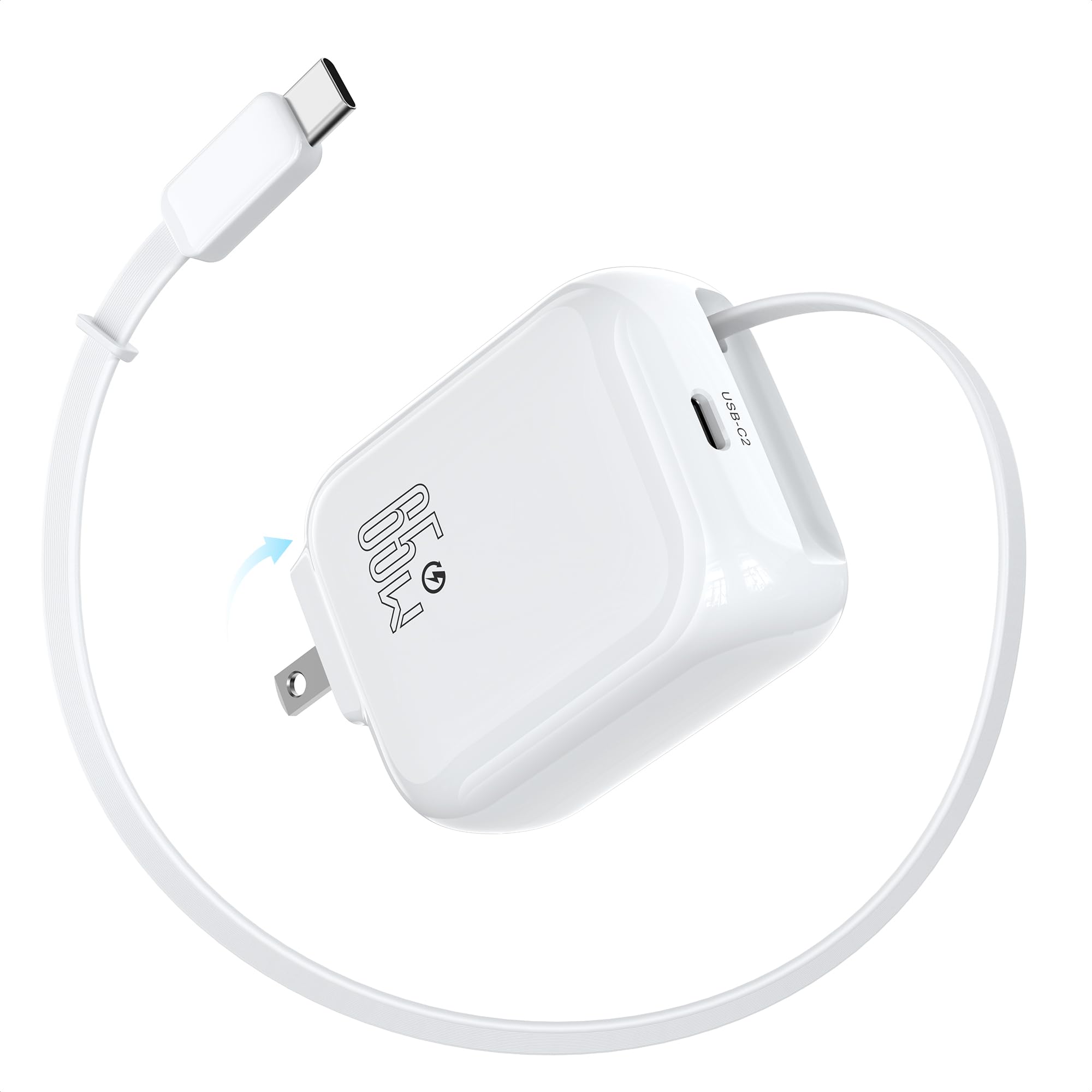 Amazon | TOPADRE 65W 急速充電器 Type-C 当社最長巻き取り式【100CM
